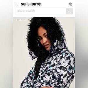 Superdry Fuji Slim 3 in 1 Jacket, U.S. Sz 6 Puffer in white, mint, black, w/fur